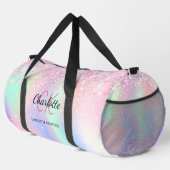 Sac De Sport Nom monographique en violet rose holographique (Coin droit)
