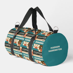 Sac De Sport Nom personnalisé Citations de café coloré