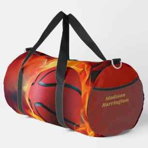 Sac De Sport Nom personnalisé Flaming Basketball