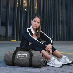 Sac De Sport Nom personnalisé gris blanc minimaliste