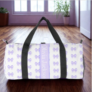Sac De Sport Nom personnalisé moderne Ruban blanc violet