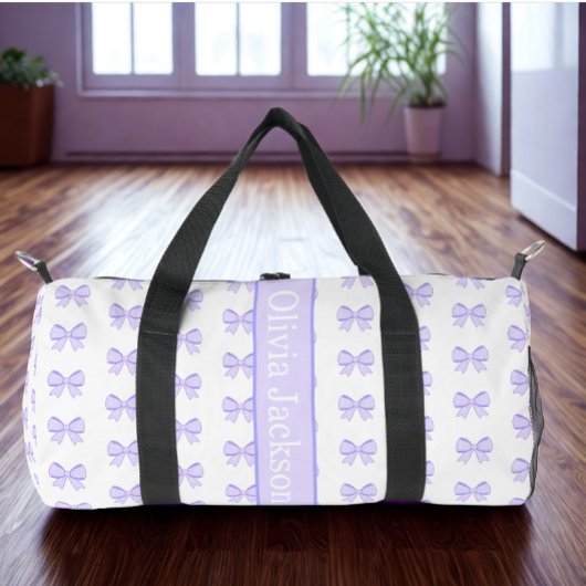 Sac De Sport Nom personnalisé moderne Ruban blanc violet