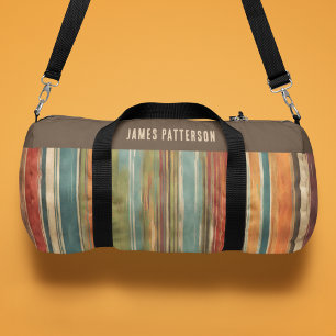 Sac De Sport Nom personnalisé rayures peintes vintage colorées