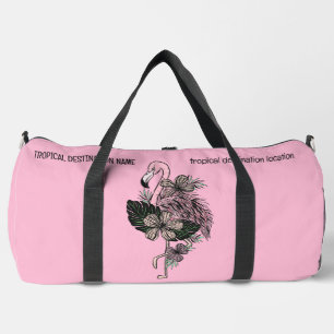Sac De Sport Nom personnalisé, texte et couleur Flamant rose ro