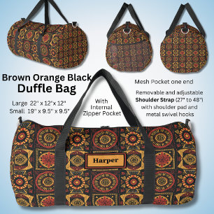 Sac De Sport Nom, Rouge Noir Orange Brown Géométrique Abstraite