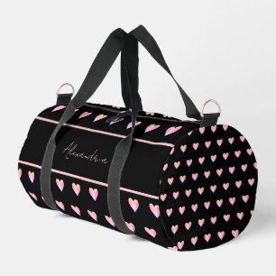 Sac De Sport Noms de script personnalisés Black Pink Ombre Hear