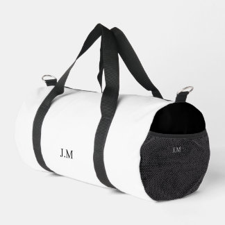 Sac De Sport Noms d'initiales de couleur unie duo noir et blanc