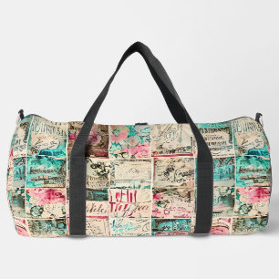 Sac De Sport Œuvre d'art collage rustique vintage tendance Grun