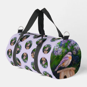 Sac De Sport Oiseau bleu oriental dans Lilacs Peinture Art orig