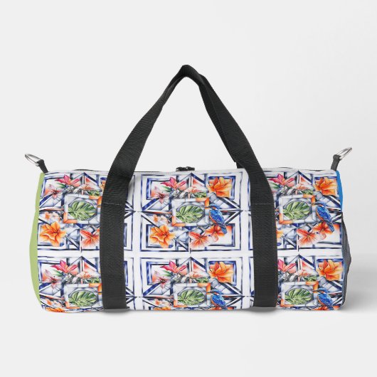 Sac De Sport Oiseau et flore tropicales, monogramme, (Recto)