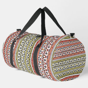 Sac De Sport Ornement ethnique géométrique olive et marron