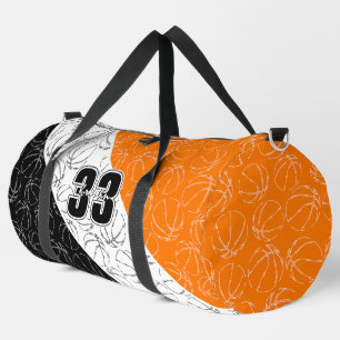 Sac De Sport panier de basket dessiné en noir et blanc orange a