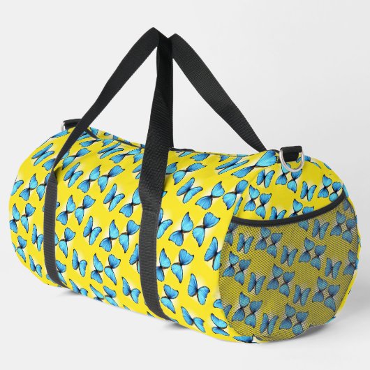Sac De Sport Papillons bleus sur jaune (Coin droit)