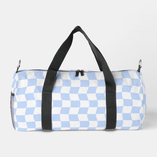 Sac De Sport Pastel Blue White Retro Checkerboard Pattern (Verso)