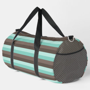SAC DE SPORT PASTEL MINT VERT ET BROWN MOTIFS & STRIPES