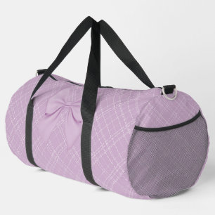 SAC DE SPORT PASTEL PURPLE & BLANC PLAID MOTIF AVEC BOIS