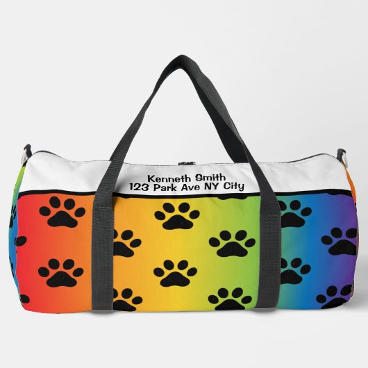 Sac De Sport Pastel Rainbow Gradient Paw Print Monogram (Recto)
