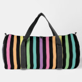 Sac De Sport Pastel Rainbow Stripes Motif sur Noir (Verso)