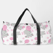 Sac De Sport Pattern of Elephants, Cute Elephants - Pink Gray (Verso)