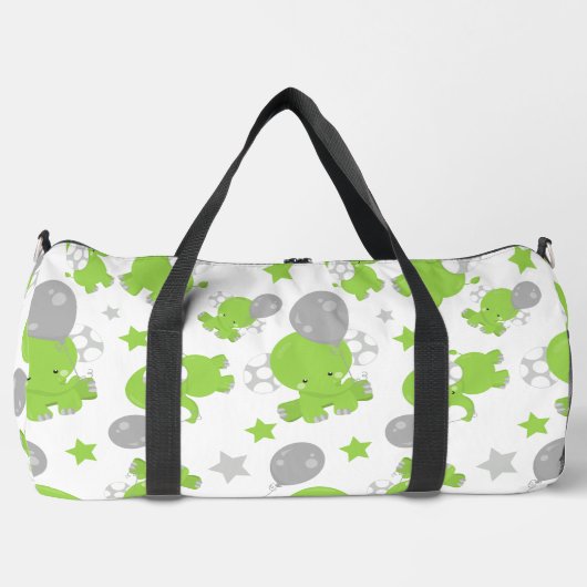 Sac De Sport Pattern of Green Elephants, Cute Elephants, stars (Recto)