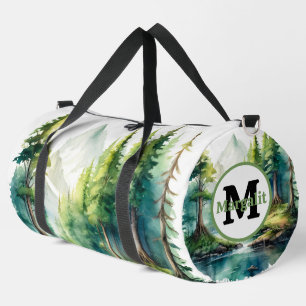 Sac De Sport Paysage d'arbres à l'aquarelle Rivière Grande
