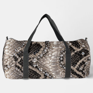 Sac De Sport Peau de serpent cristal argent Luxe