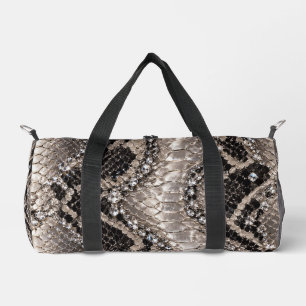 Sac De Sport Peau de serpent cristal argent Luxe
