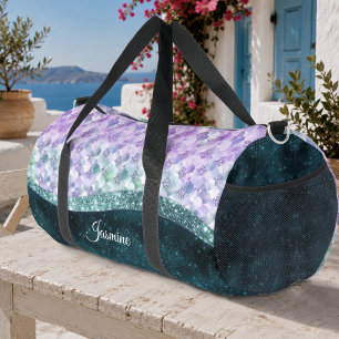 Sac De Sport Peau de sirène sarcelle argentée faux monogramme p