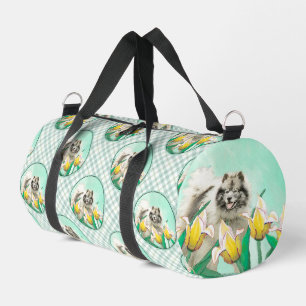 Sac De Sport Peinture Keeshond dans les tulipes mignonne art or
