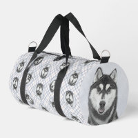 Peinture sibérienne Husky art Chien noir et blanc