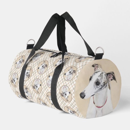 Sac De Sport Peinture Whippet Brindle Blanc Original Chien Art (Coin gauche)