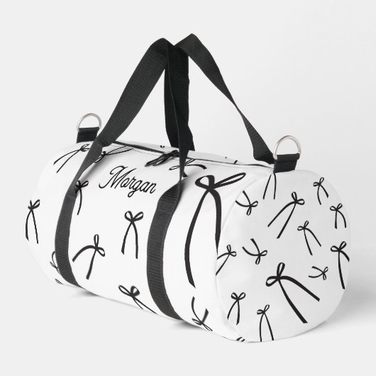 Sac De Sport Personalized Bow Pattern Chic Black & white (Coin gauche)