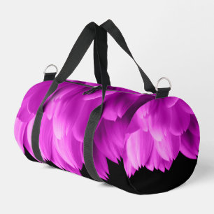 Sac De Sport Pétales de fleurs roses chaudes sur noir