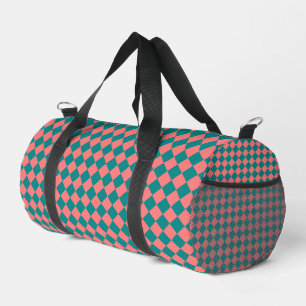 Sac De Sport Petit motif diamant à carreaux cyan rose