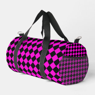 Sac De Sport Petit motif diamant à carreaux rose noir