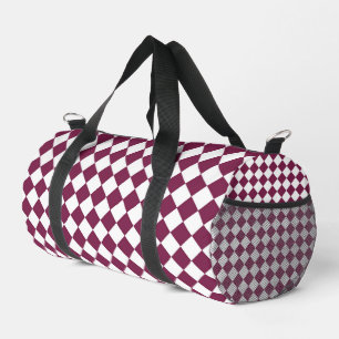 Sac De Sport Petit motif diamant damier blanc burgundy