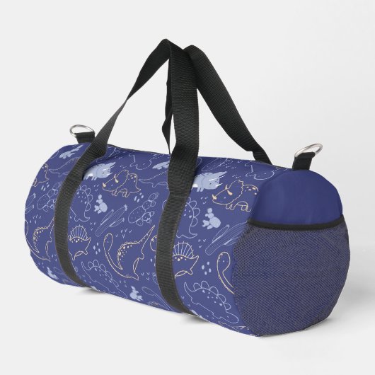 Sac De Sport Petits dinosaures bleus et or (Coin droit)