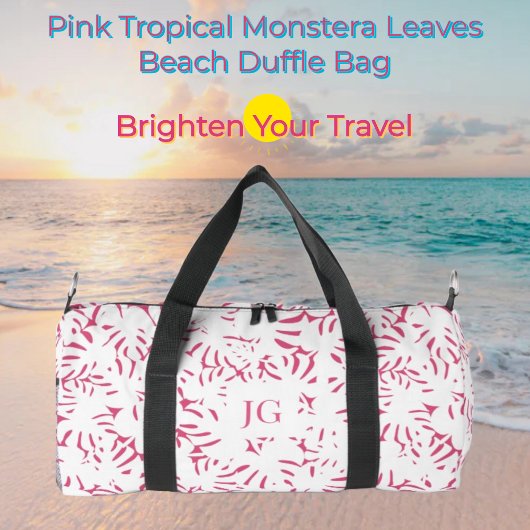 Sac De Sport Pink Beach Monstera Feuilles tropicaux