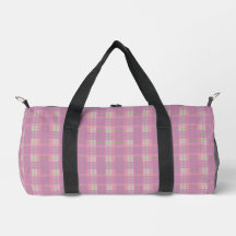 Pink Plaid Duffle Bag, Small
