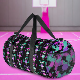 Sac De Sport Pink Purple Turquoise Basketball Paint Splatt Nom