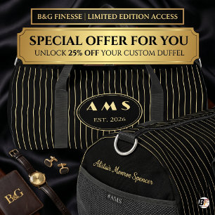 Sac De Sport Pinstripe Monogramme Or personnalisé en Or Noir