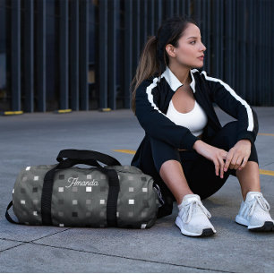 Sac De Sport Pixels Joués Vérifier le Motif noir gris
