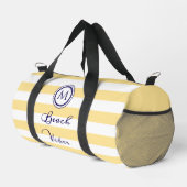 Sac De Sport Plage côtière Vibe jaune blanc rayures Monogramme (Coin droit)