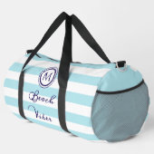 Sac De Sport Plage Côtière Vibe Nautique Rayures Monogrammes (Coin droit)