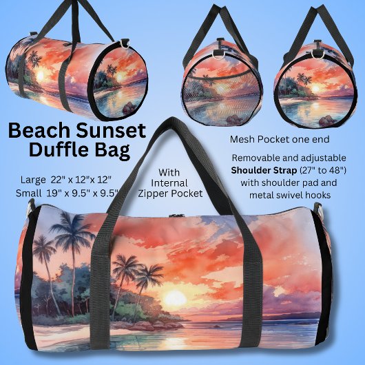Sac De Sport Plage Coucher de soleil Palmiers Peinture