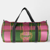Sac De Sport Plaid Préclassique Rose Vert Monogrammé (Recto)