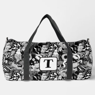 Sac De Sport Plante Bizarre noir et blanc dessin motif 2