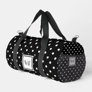 Sac De Sport Poche noir et blanc initiales motif girly