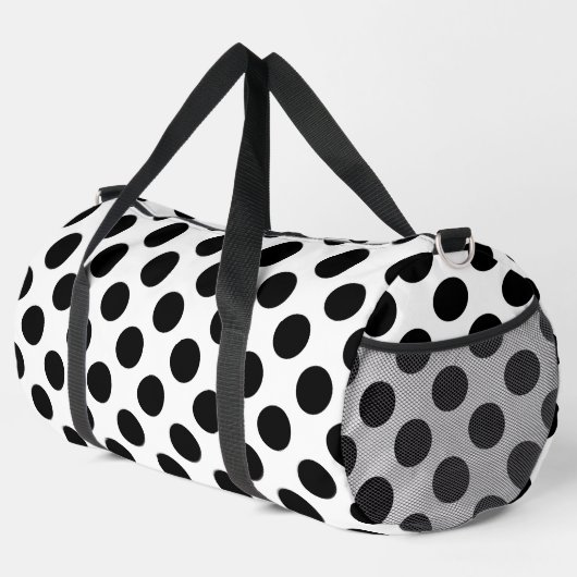 Sac De Sport Pois, Motif Polka Dot, noir et blanc (Coin droit)