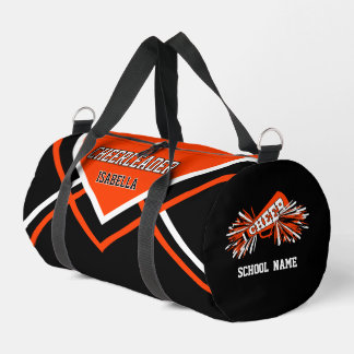 Sac De Sport Pom-Pom Personnalisé | Orange, Noir, Blanc